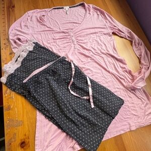 PJ Salvage Pink and Navy Pajama Set, Medium